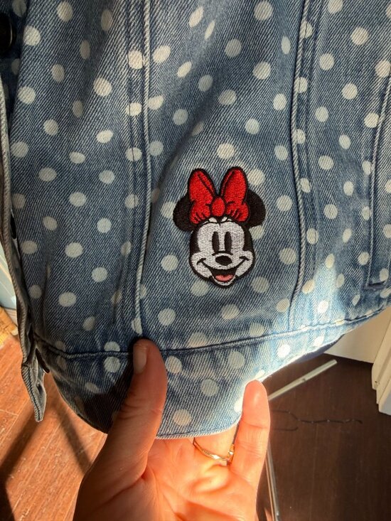 NWT Disney Parks Minnie Mouse Red Sequins, Polka Dot Denim Jacket for Women XL - Picture 5 of 7